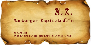 Marberger Kapisztrán névjegykártya